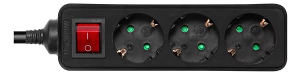DELTACO outlet 3xCEE 7/3 1xCEE 7/7 switch 3m black