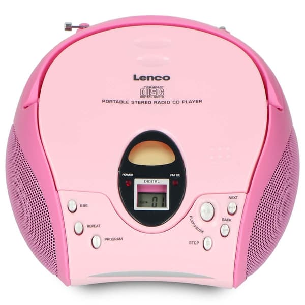 Lenco Bærbar FM-radio med CD Pink