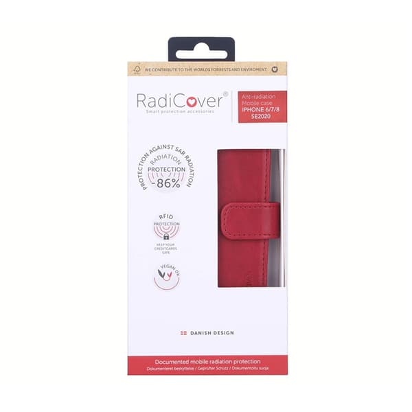 RADICOVER Säteilysuojattulompakko PU iPhone 6/7/8/SE Flipcover Punainen