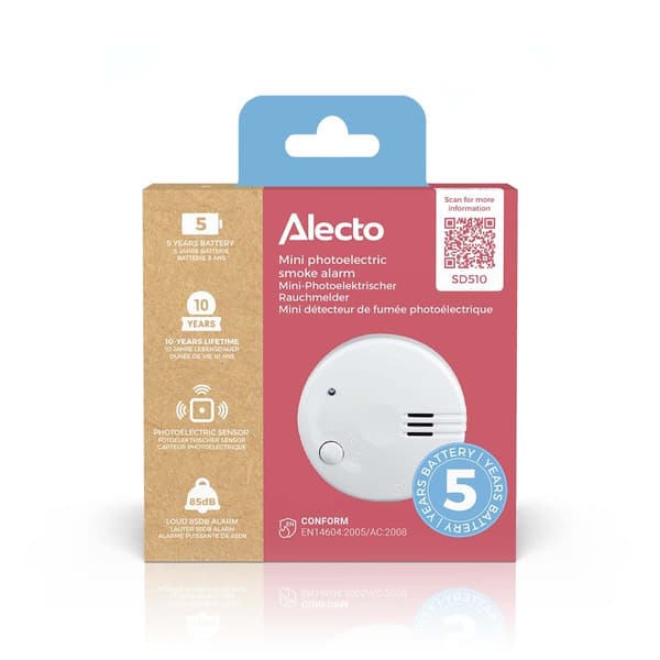 Alecto Minirökdetektor med 5 års batteri Vit