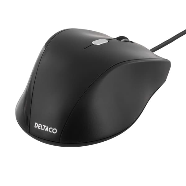 DELTACO optisk mus, 3 knapper med scroll, ergonomisk form, just