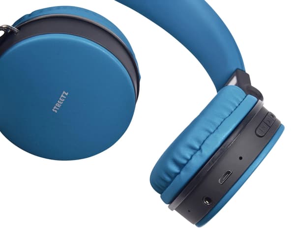 STREETZ Vikbart on-ear BT headset, 3.5 mm, blå