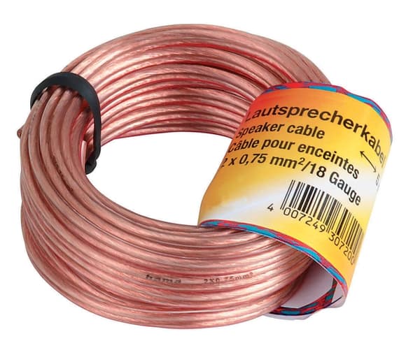 Hama Högtalarkabel 2x0.75mm2 Transparent 20m