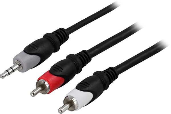 DELTACO Lydkabel, 3,5mm han - 2xRCA han 2m