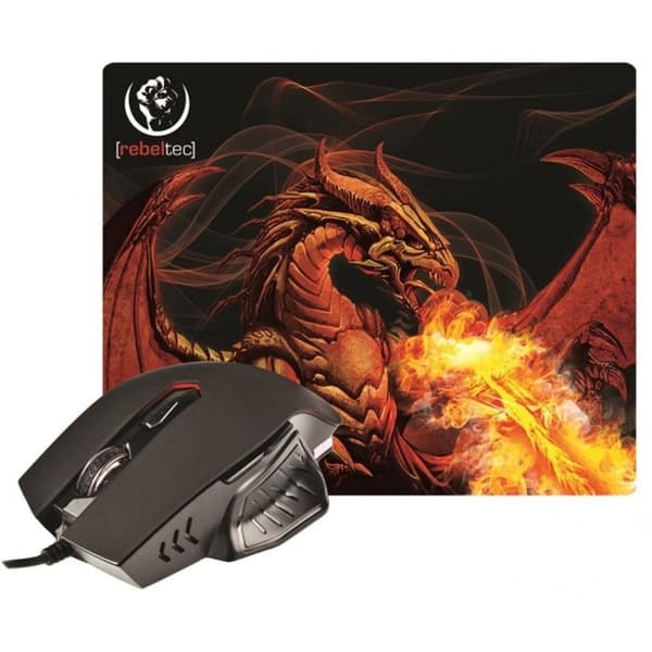 Rebeltec Red Dragon-sett med mus + musematte