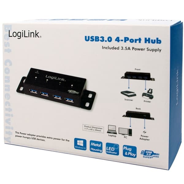 LogiLink USB 3.0-hub med 4 porter