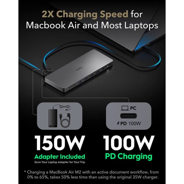 CUDY Dockningsstation CS700 10Gbps USB-C Dual 4K 150W