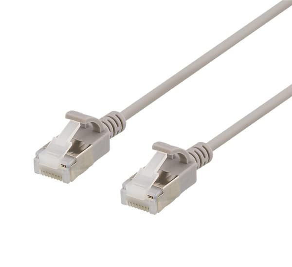 DELTACO U/FTP Cat6a patchkabel, slim, 3,8mm i diameter, 1,5m, grå