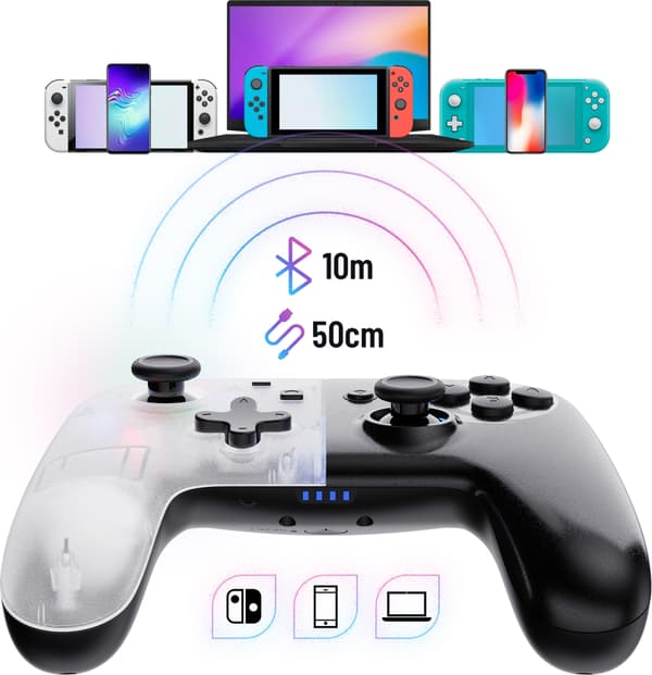 Oniverse OniPad Whitestar trådlös spelkontroll, vit, Switch