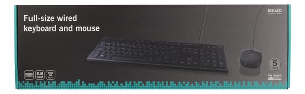 DELTACO Keyboard kit with mouse, PAN Nordic layout, USB, black