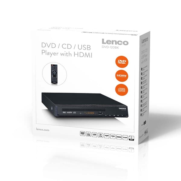 Lenco Kompakti DVD/CD-soitin, jossa on USB-toisto