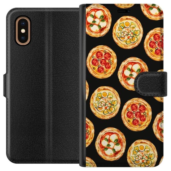 Tegnebogsetui til Apple iPhone XS Max med Pizza motiv