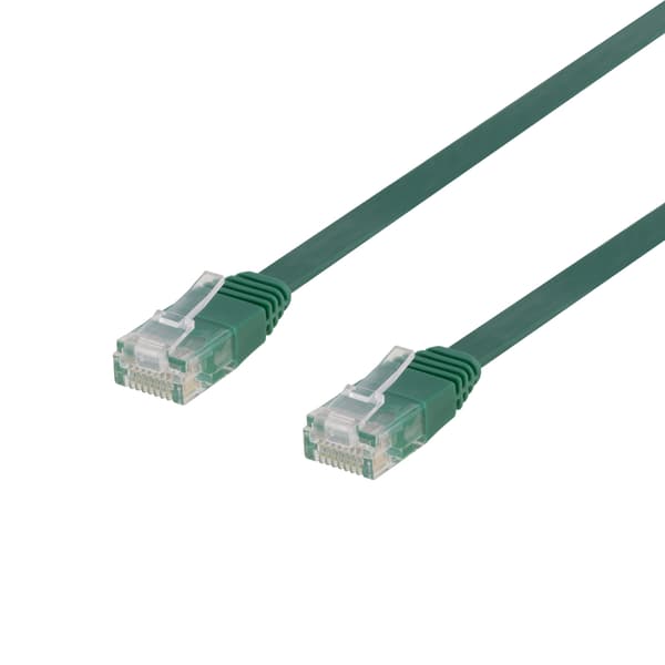 DELTACO U/UTP Cat6 patchkabel, flat, 0,3 m, 250 MHz, grønn
