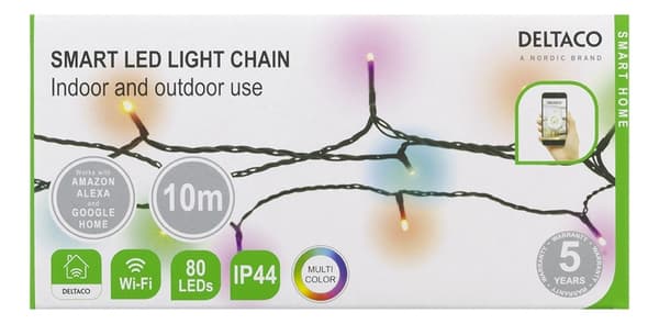 WiFi light chain, 10m, 80 led, adapter,IP44,RGB