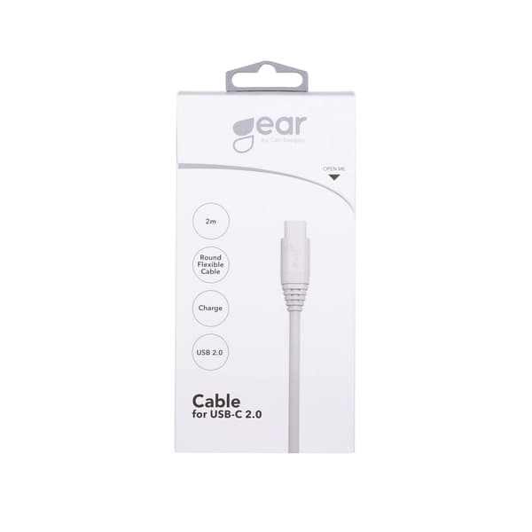 Gear Laddkabel USB-A till USB-C 2.0 2m Vit Rund