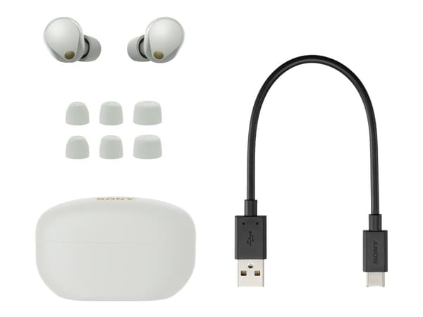 Sony WF-1000XM5 True Wireless-hodetelefoner i sølv