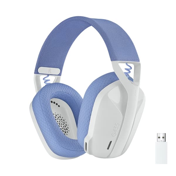 Logitech G435 Lightspeed trådløst gaming-headset - hvid