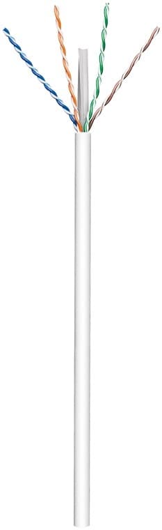 Goobay CAT 6 patchkabel, U/UTP, hvit CCA-kobberforbindelse for SOHO-bruk, AWG 23/1 (solid), PVC, 100 m