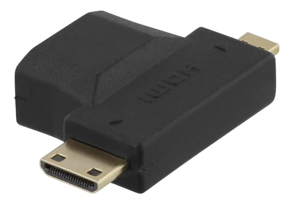 DELTACO HDMI-adapter, HDMI ho til mini HDMI ha og micro HDMI ha