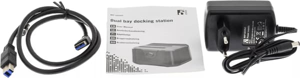 DELTACO Direkte docking til dobbelt 2,5" og 3,5" SATA-harddiske, sort