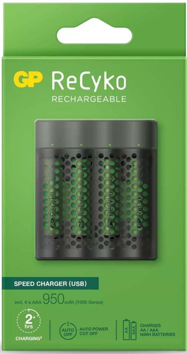 GP ReCyko Speed Charger w/4xAAA 950mAh (PB)
