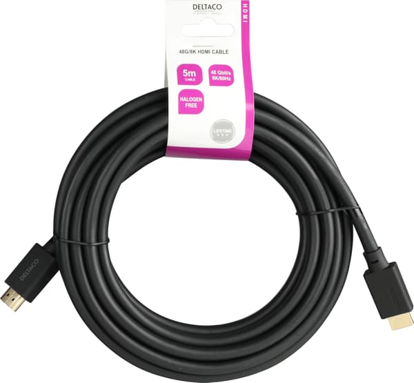 DELTACO ULTRA High Speed HDMI-cable, 48Gbps, 5m, black