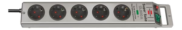 Super-Solid 13.500A extension socket  5-way silve 2,5m H05VV-F 3G1,5