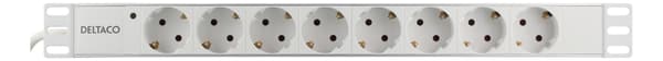 Deltaco Power strip, 8xCEE 7/3, 1xCEE 7/7, 2m, cable, white