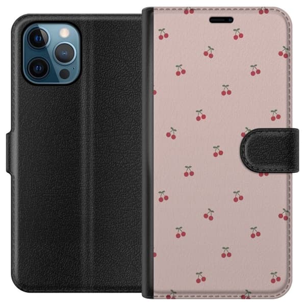 Tegnebogsetui til Apple iPhone 12 Pro med Kirsebær motiv