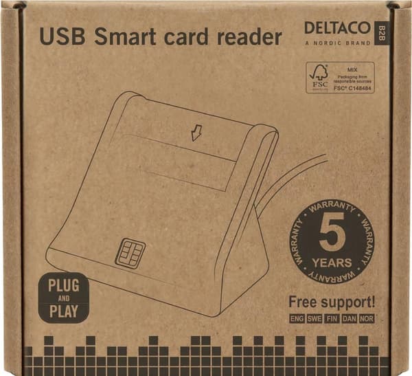 DELTACO USB-sirukortinlukija, musta