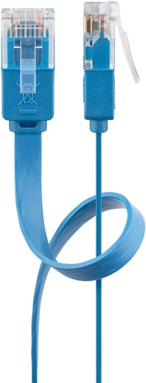 Goobay CAT 6 flat patchkabel, U/UTP, blå kobberleder (CU), 1 m