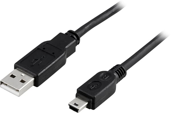 DELTACO USB 2.0 kabel Typ A Hane - Typ Mini B Hane 2m, svart