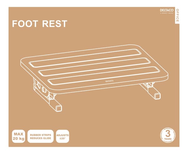 DELTACO Office, Ergonomic Tiltable Steel Foot Rest