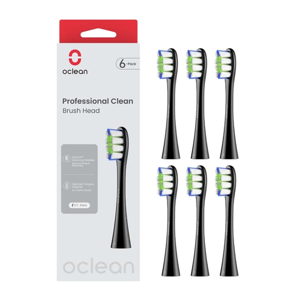 Oclean Børstehode Professional Clean 6-Pakk Svart