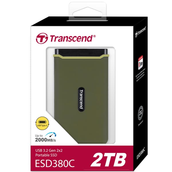 Transcend Bærbar SSD ESD380C USB-C 2 TB (R/W 2000 MB/s)