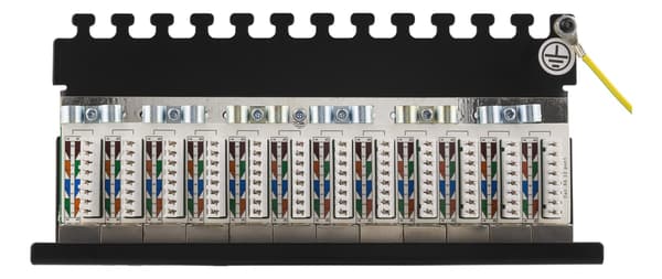 DELTACO Patchpanel, 12xRJ45, Cat6a, väggmonterbar, 10Gbps, svart