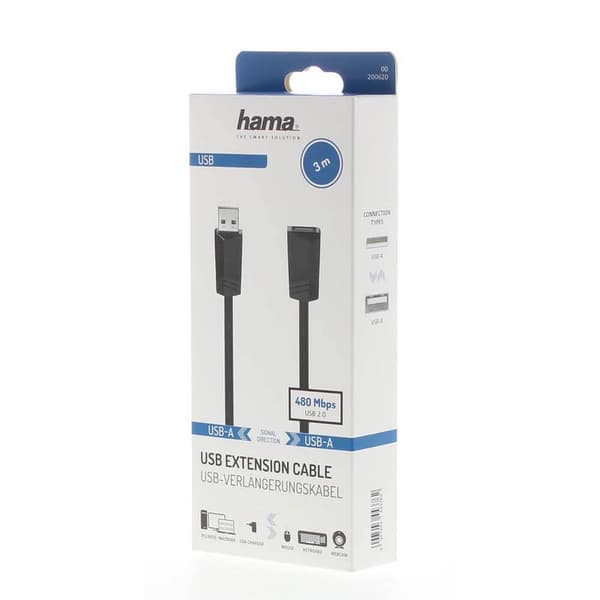 Hama Cable USB 2.0 Extension 480 Mbit/s 3.0m Black