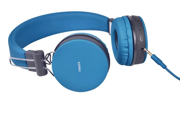 STREETZ Vikbart on-ear BT headset, 3.5 mm, blå
