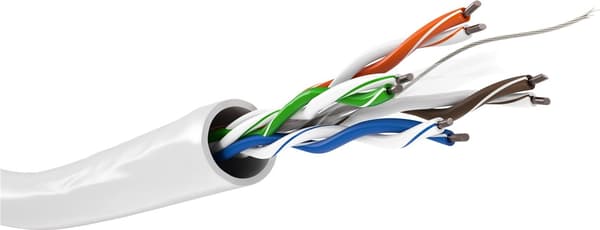 Goobay CAT 6 patchkabel, U/UTP, hvit CCA-kobberforbindelse for SOHO-bruk, AWG 23/1 (solid), PVC, 100 m