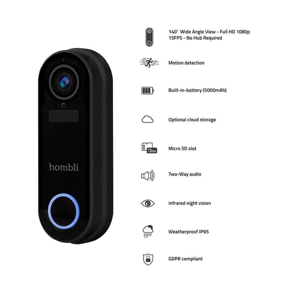Hombli Smart Dørklokke Sæt Sort