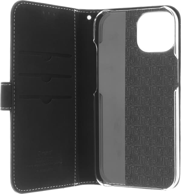 Insmat Exclusive Flip Case plånboksfodral, iPhone 15, svart