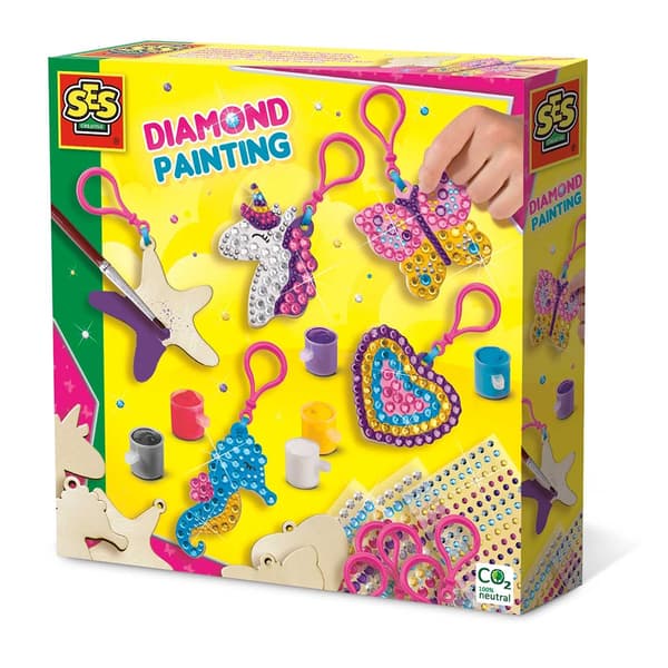 SES Creative Diamantmaleri - nøgleringe af træ - (S14702)