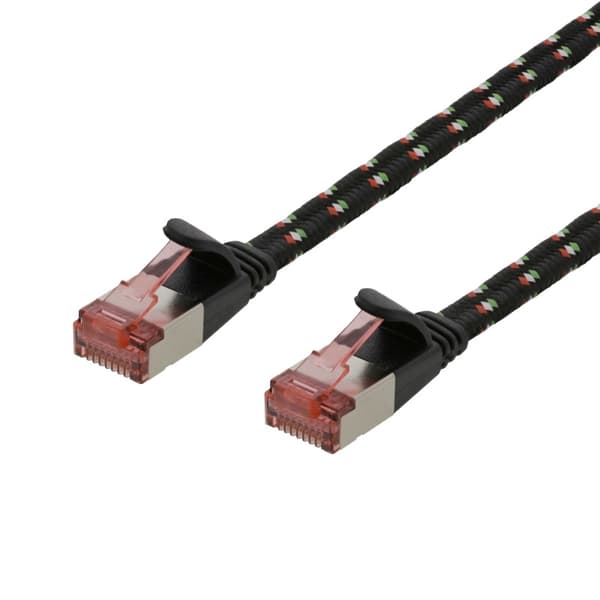 DELTACO Tough Flat CAT.6A U/FTP Patch Cable, 32AWG, 1.5m, black