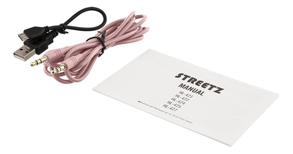 STREETZ Vikbart on-ear BT headset, 3.5 mm, rosa