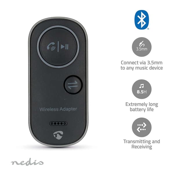 Nedis Bluetooth® Transmitter | Indgang til lyd- / video- / dataforbindelser: USB-C™ Female | Audio / video / dataforbindelser output: 1x 3.5 mm | SBC