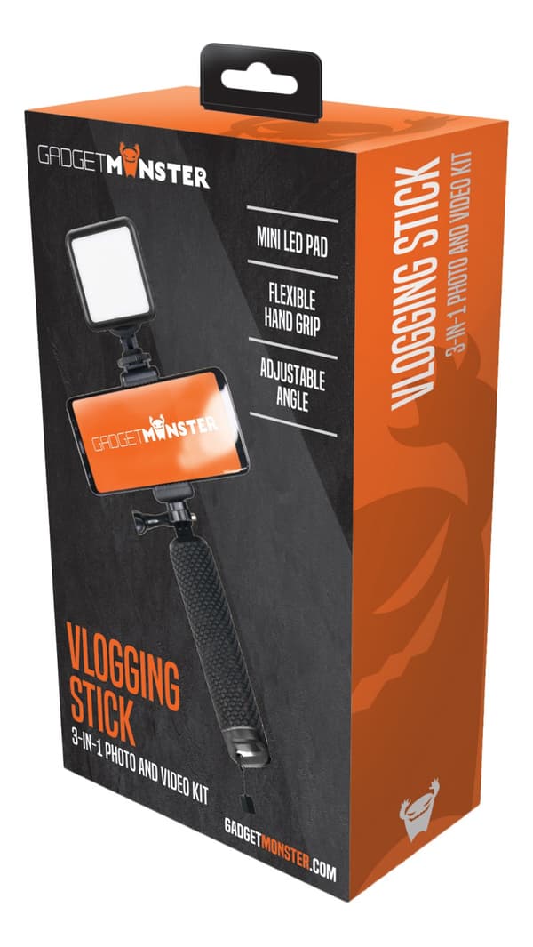 GadgetMonster Vlogging Stick med LED-lys