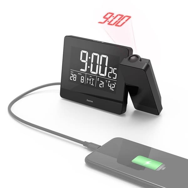 HAMA Herätyskello Projektion Plus Charge Musta