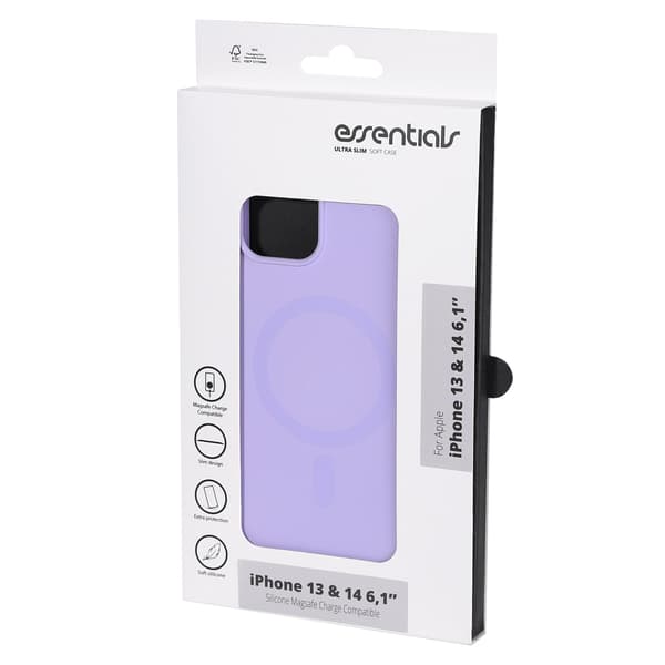 Essentials iPhone 13/14 Silicone Mag back cover, Lila