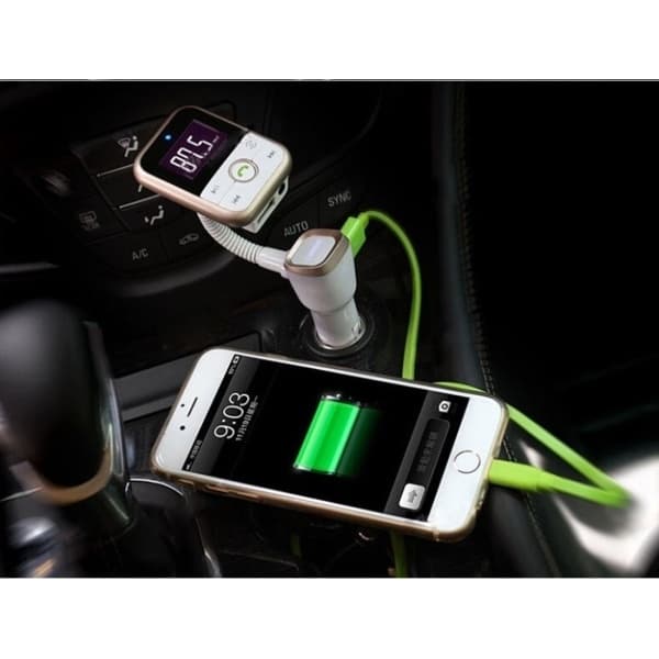 FM-sender med Bluetooth-handsfree og billader (gull)