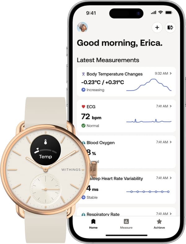 Withings Scanwatch 2 smartklocka, 38 mm, roséguld
